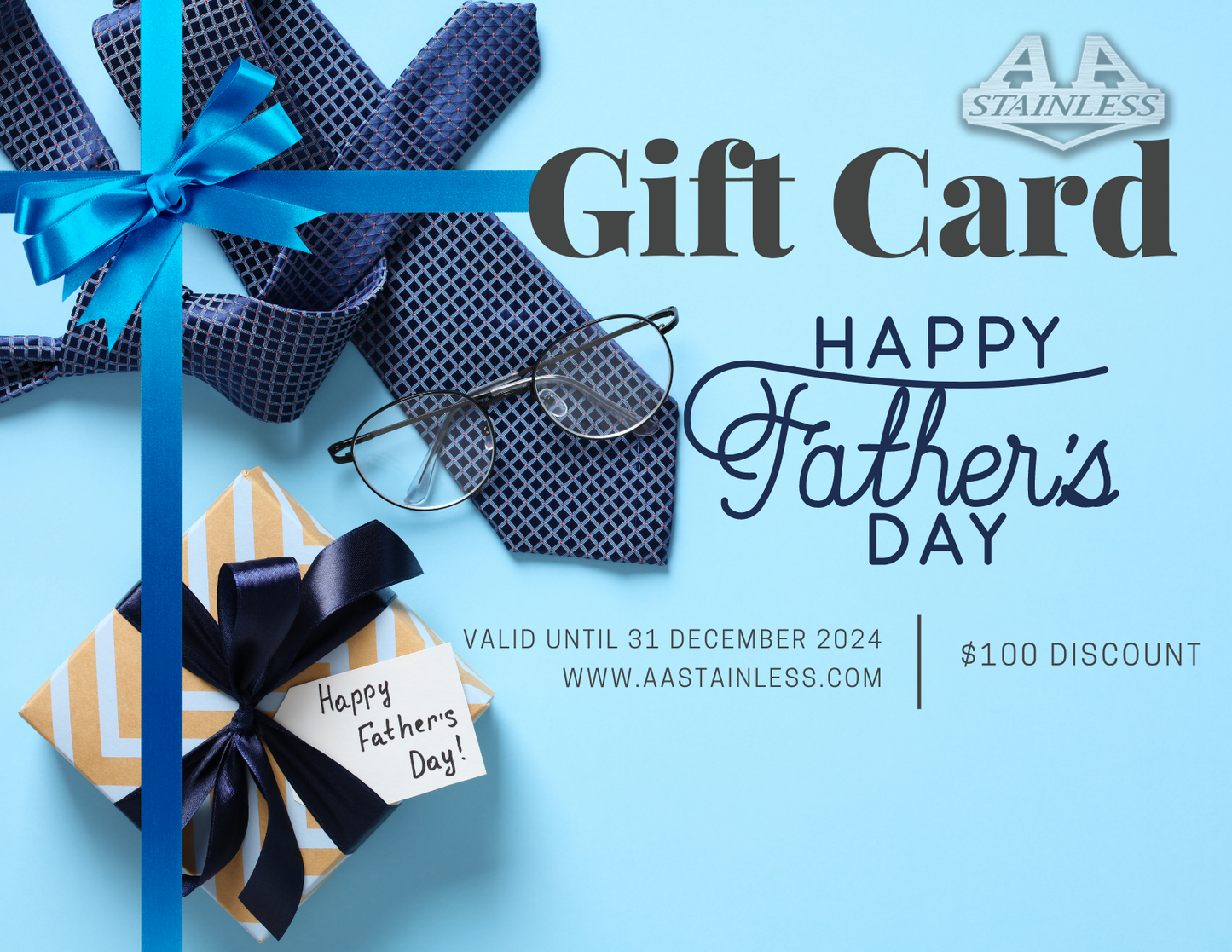 TARJETA DE REGALO A&A ACERO INOXIDABLE - DÍA DEL PADRE
