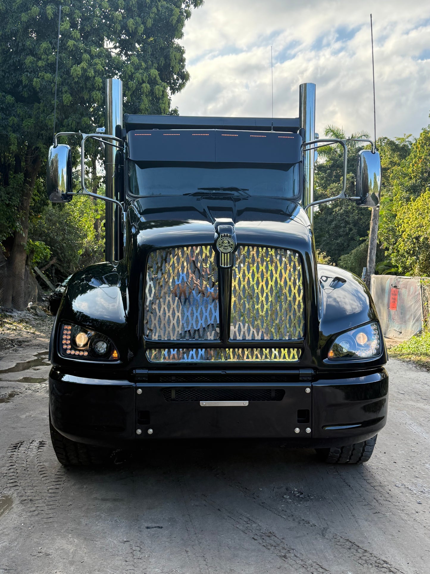 Juego de 3 piezas de rejilla de diamante de acero inoxidable Kenworth T440