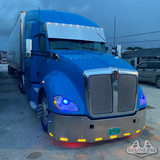 VISOR SEMI STRAIGHT 21" X 20" STAINLESS STEEL WITH 10 LEDS 3/4" - KENWORTH T680