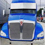 VISOR SEMI STRAIGHT 21" X 20" STAINLESS STEEL WITH 10 LEDS 3/4" - KENWORTH T680