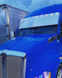 VISOR SEMI STRAIGHT 21" X 20" STAINLESS STEEL WITH 10 LEDS 3/4" - KENWORTH T680