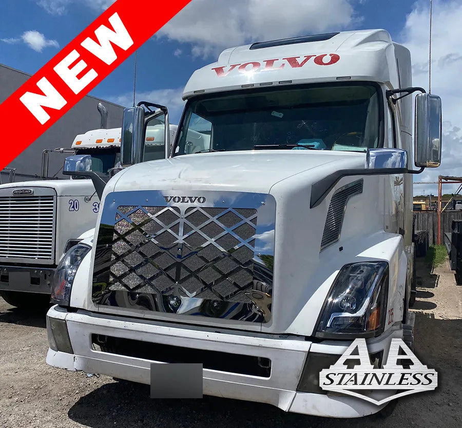 Parrilla de acero inoxidable de malla Big Diamond para Volvo VNL