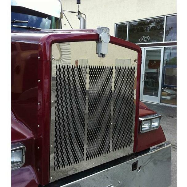 Kenworth W900L Inserto de parrilla de acero inoxidable de rombo pequeño