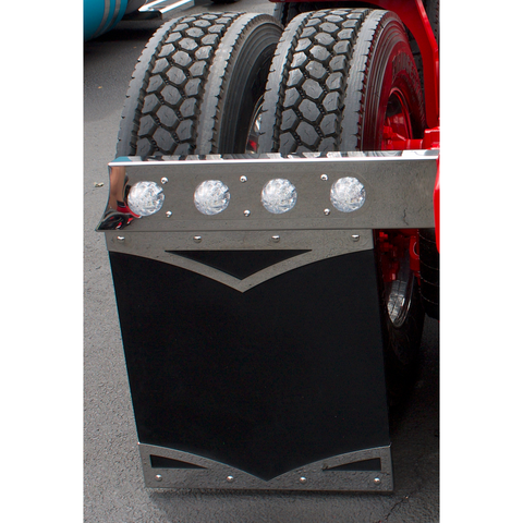 3" X 14" Standard Bottom Mud Flap Plate - Welded Stud, Chrome, For Semi Trucks E - Foto 2