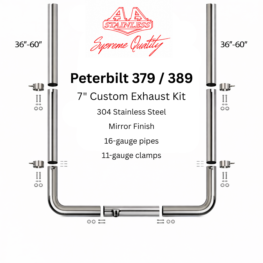 Sistema de escape de acero inoxidable de 7" para Peterbilt 379 / 389