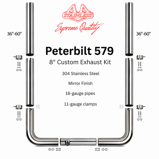 Kit de escape de acero inoxidable de 8" para Peterbilt 579