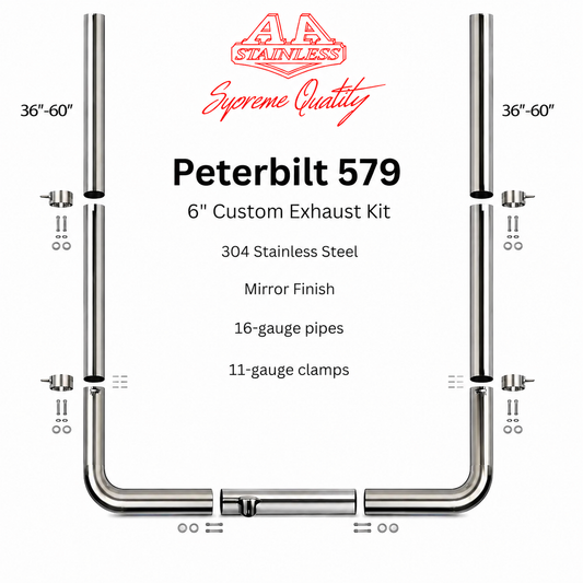Kit de escape de acero inoxidable de 6" para Peterbilt 579