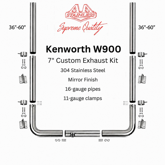 Kit de escape de acero inoxidable de 7" para Kenworth W900