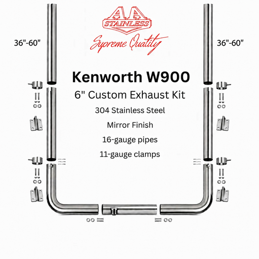 Kit de escape de acero inoxidable de 6" para Kenworth W900