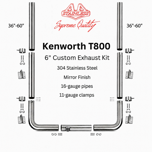 Kit de escape de acero inoxidable de 6" para Kenworth T800