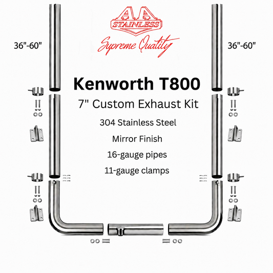 Kit de escape de acero inoxidable de 7" para Kenworth T800