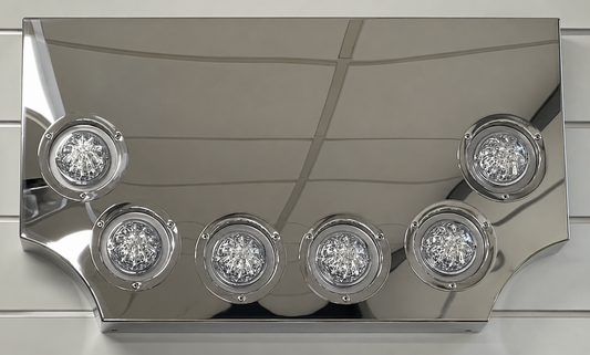 Panel de luz trasera con esquinas arqueadas y 6 orificios para luces