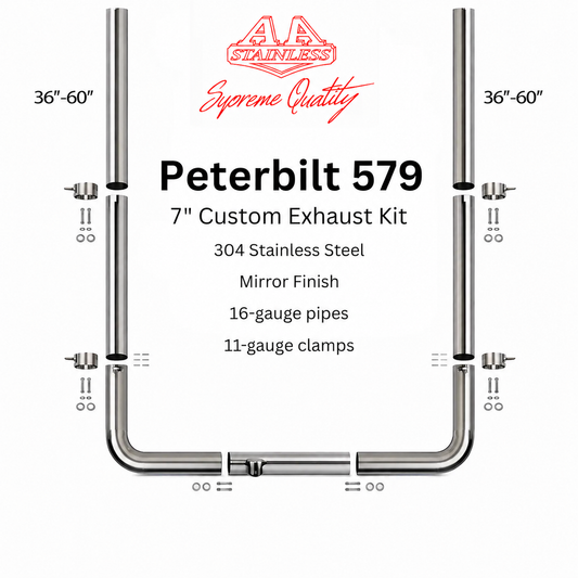 Kit de escape de acero inoxidable de 7" para Peterbilt 579