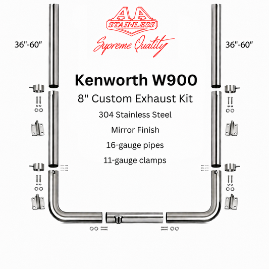 Kit de escape de acero inoxidable de 8" para Kenworth W900
