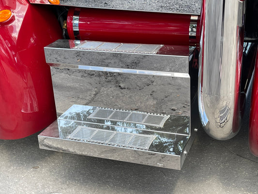 Cubiertas de batería y caja de herramientas de acero inoxidable para Peterbilt 386