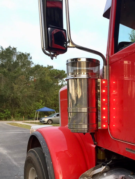 BARRA DE LUCES DEPURADOR DE AIRE PETERBILT 6 LEDS 3/4" TRASERA - PARA FILTRO PEQUEÑO TRANSPARENTE/ROJO