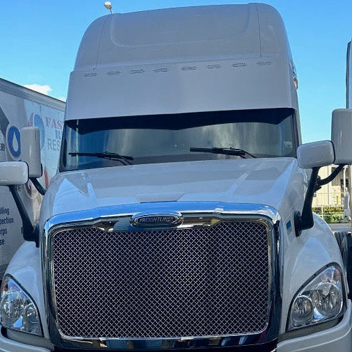 Visera Recta de Una Pieza de 22" Freightliner Cascadia con 8 Luces LED Ocultas