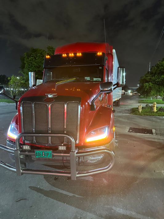 Visera recta Peterbilt 579 de 16.5" con 10 LEDs de 3/4"