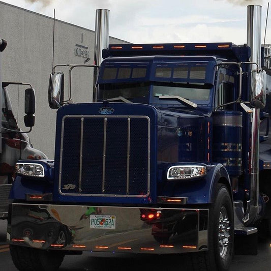 Parachoques Peterbilt 379 y 389 de 18"x 16" con 9 luces LED ocultas (1 línea)