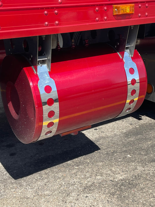 CINCHAS DE ACERO INOXIDABLE RESISTENTES PARA TANQUE REFRIGERADO DE 4" CON DISEÑO CIRCULAR - REMOLQUE
