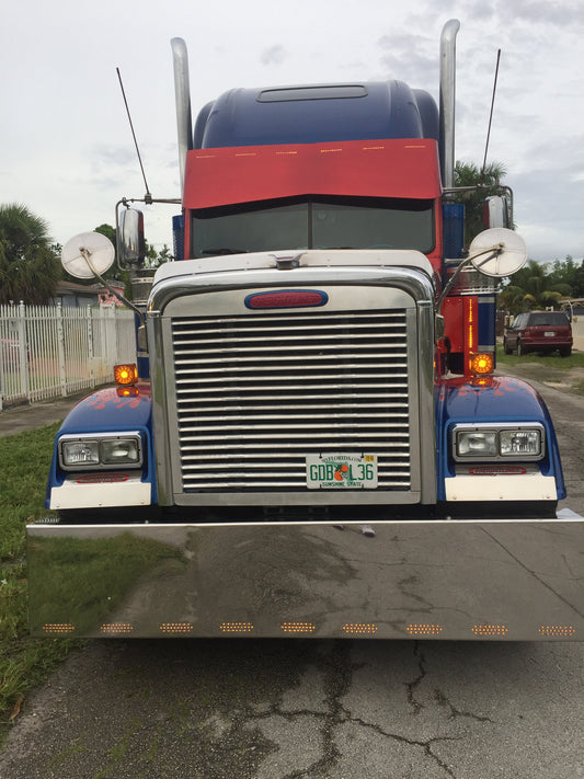 Visera de proa de una pieza para Freightliner Classic, pegada al parabrisas, para pintar, con 6 LED ocultos (en 1 línea)