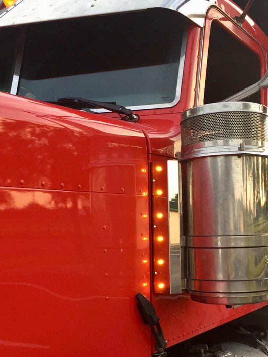 PETERBILT BARRA DE LUCES DEPURADOR DE AIRE 6 LEDS 3/4" FRONTAL- PARA FILTROS PEQUEÑOS CLARO ÁMBAR