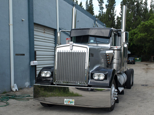 Visera Kenworth estilo pajarita (parabrisas planos) para pintar con 6 LED ocultos de 3/4" en 1 línea