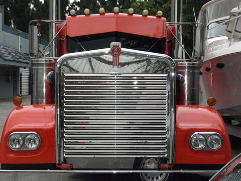LOUVERED STAINLESS STEEL GRILLE - KENWORTH W900A