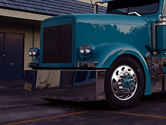 Parachoques Freightliner Classic de 22" X 20" con 11 luces ocultas (3 líneas) y protector de neumáticos