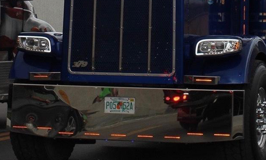 Parachoques Peterbilt 379 y 389 de 18"x 16" con 9 luces LED ocultas (1 línea)