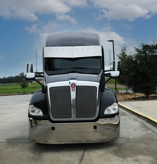 Visera semirrecta de 17" x 6.5" para Kenworth T680 con 8 luces LED ocultas de 3/4"