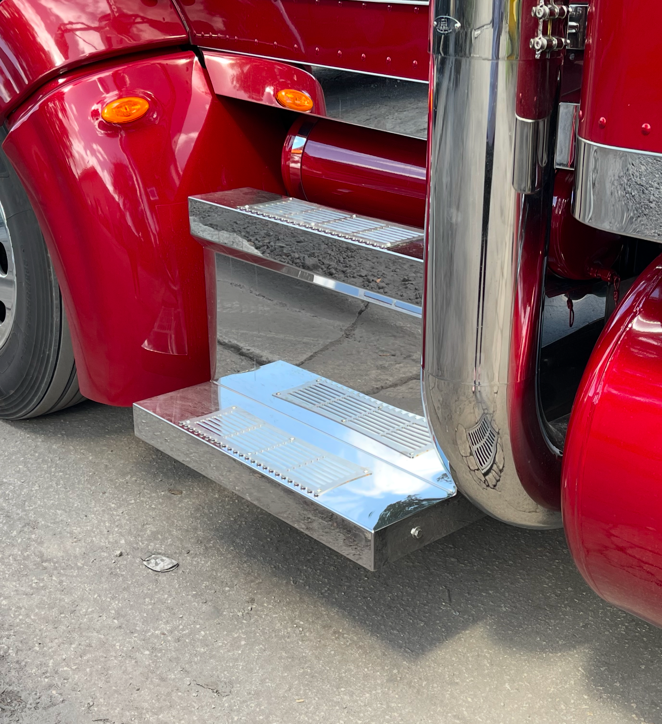Cubiertas de batería y caja de herramientas de acero inoxidable para Peterbilt 386