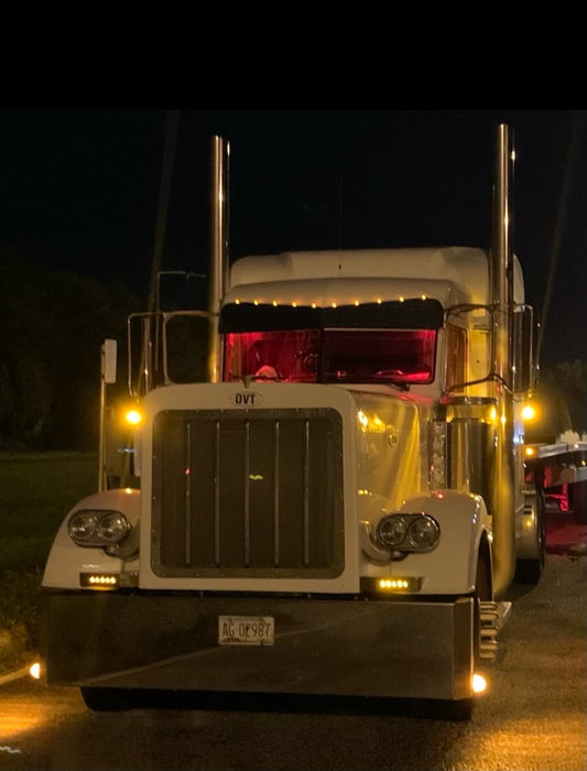 Visera Peterbilt Serie 300 de 10.5" x 7" tipo pajarita inversa con 10 LEDs de 3/4"