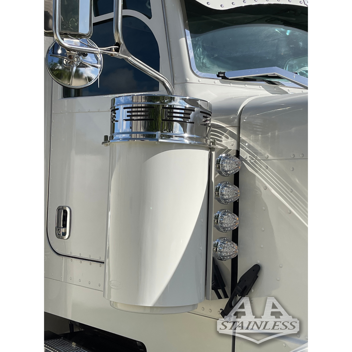 Trux Accessories 15" Non-Painted Standard/Donaldson Louvered Front Air Cleaner LED Light Bar Kit For Peterbilt - Foto 4