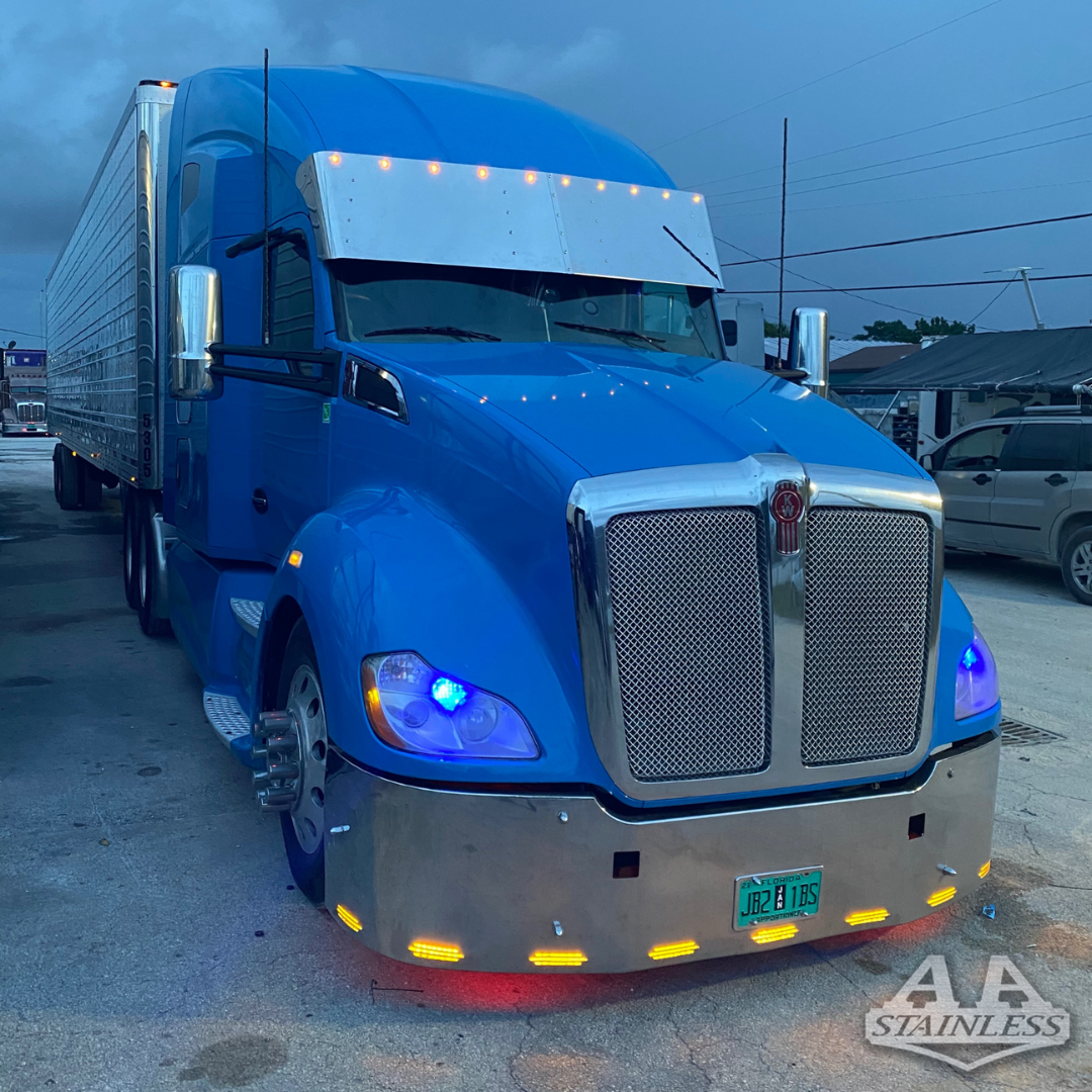 Visera recta de 21" x 20" para Kenworth T680 con 10 LED de 3/4"