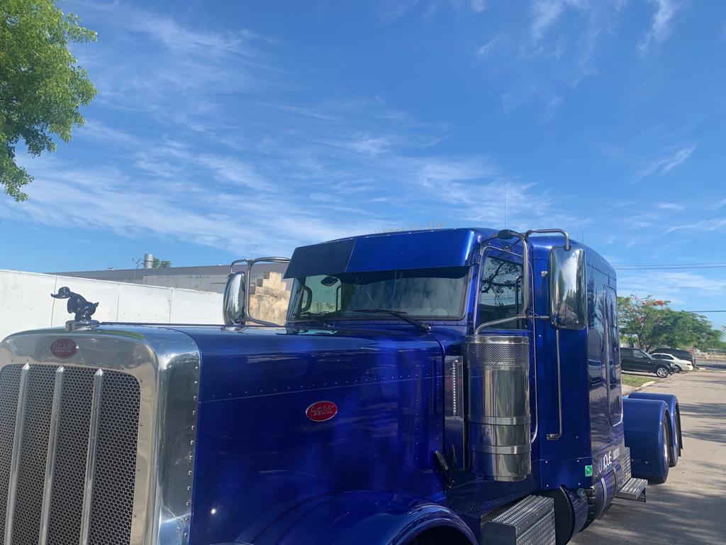 Visera recta para semirremolque Peterbilt serie 300 con 10 LED para parabrisas panorámico