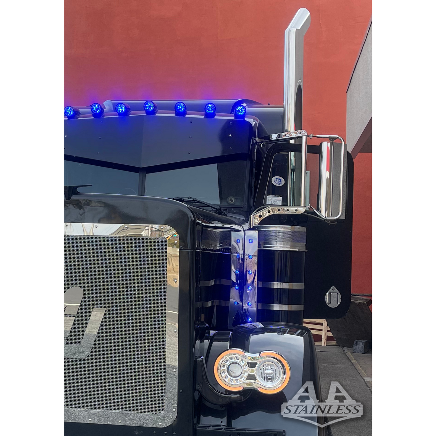 BARRA DE LUCES PARA FILTRO DE AIRE PETERBILT CON 5 LED DOBLES DE 3/4" - TRASERA