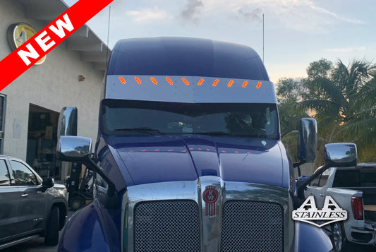 Visera en V Kenworth T700 con 10 luces LED ocultas de 3/4" (3 líneas)