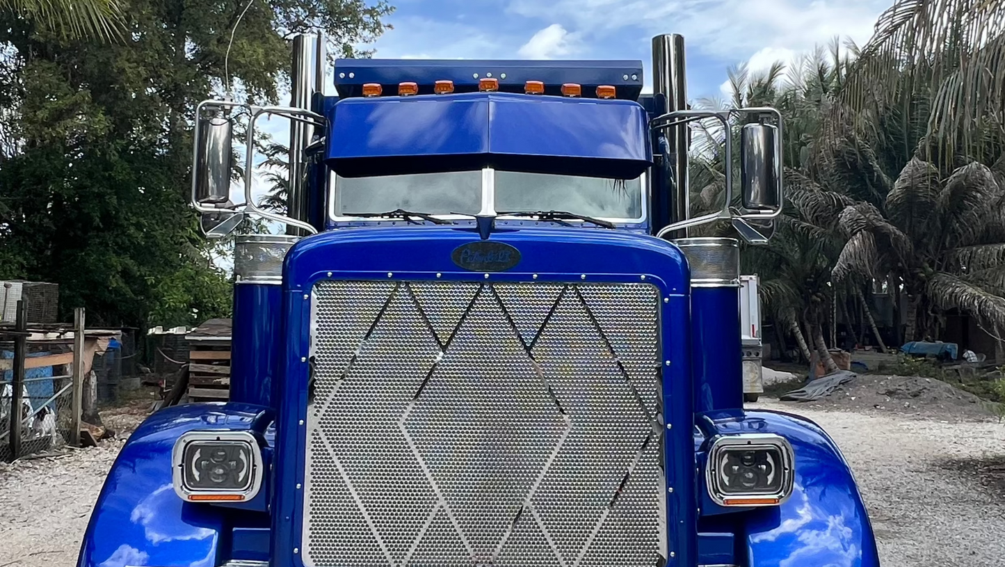 Visera recta de 13" para Peterbilt serie 300 (lados extendidos)