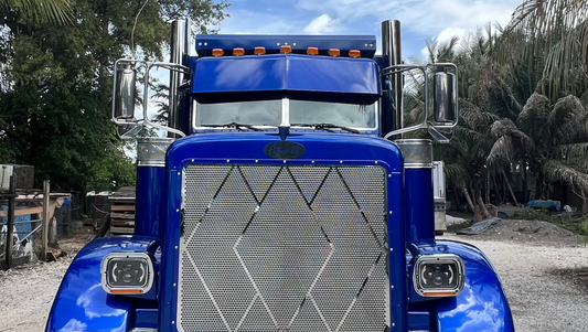 Visera recta de 13" para Peterbilt serie 300 (lados extendidos)