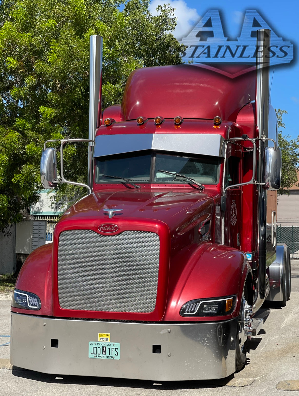 Rejilla de acero inoxidable perforada octagonal Peterbilt 386