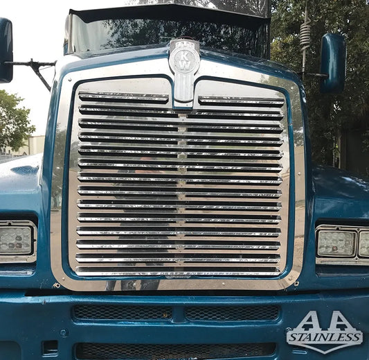 Parrilla de acero inoxidable con persianas Kenworth T600