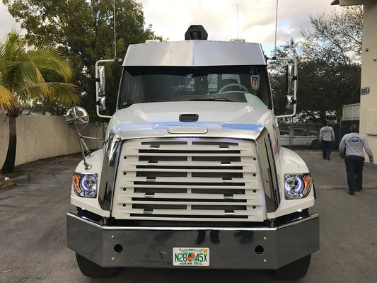 Freightliner FLD 114SD (2010-2017) Visera V de 16" x 15" con 12 LED de 3/4"