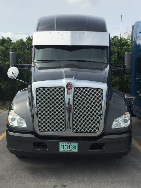 Visera semi-recta Kenworth T680 de 17" x 16.5" con 10 luces LED de 3/4"