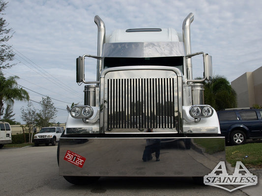 Parrilla de acero inoxidable Freightliner Classic de barras verticales (23 barras)