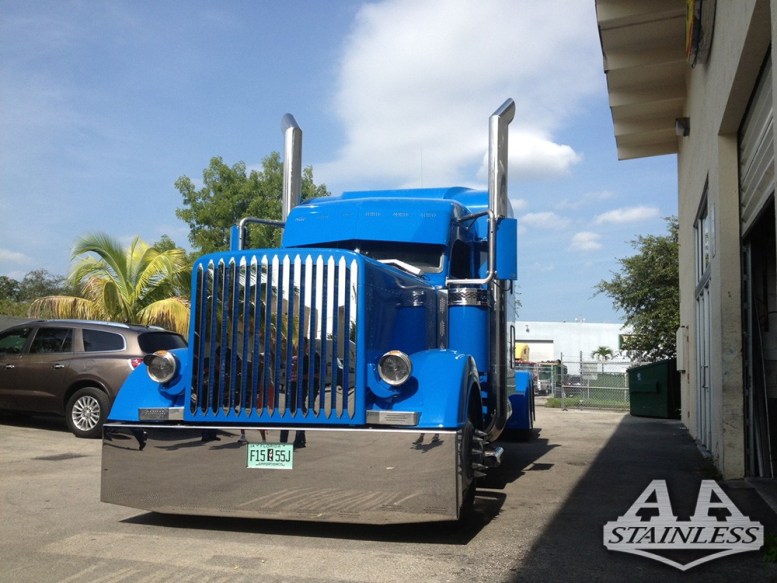Rejilla de acero inoxidable resistente Peterbilt 379 estilo barra (15 barras)