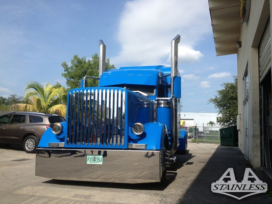 Rejilla de acero inoxidable resistente Peterbilt 379 estilo barra (15 barras)